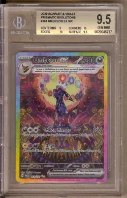 2025 POKEMON PRISMATIC EVOLUTIONS SIR UMBREON EX 161/131 BGS 9.5!! HUGE SUBS - Image 1
