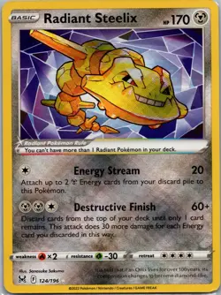 Radiant Steelix 124/196 - Pokemon TCG SWSH11: Lost Origin - Radiant Rare - NM - Image 1