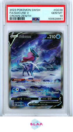 FA/SUICUNE V CROWN ZENITH POKEMON SWORD AND SHIELD CROWN ZENITH 2023 GG38 PSA 10 - Image 1