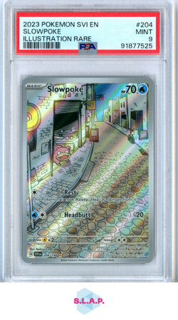 SLOWPOKE ILLUSTRATION RARE POKEMON SVI EN-SCARLET & VIOLET 2023 204 PSA 9 - Image 1