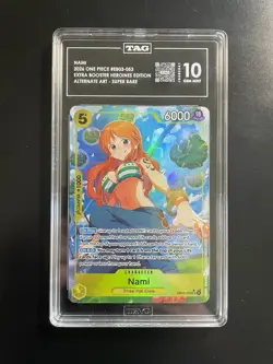Bandai One Piece CCG Nami Heroines EB03-053 Alt Art Super Rare TAG 10 (pop 6) - Image 1