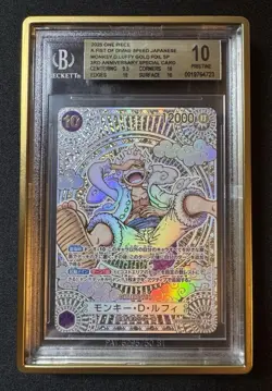 2025 One Piece OP11 JP Monkey.D.Luffy Gold SP 3rd Anniv BGS 10 PRISTINE OP05-119 - Image 1