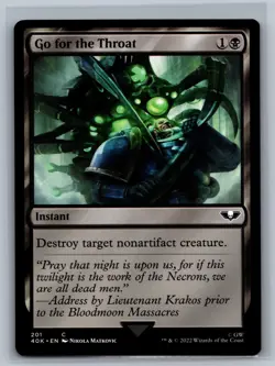 Magic MTG Universes Beyond: Warhammer 40,000 Go for the Throat #201 TCG CCG 40k - Image 1