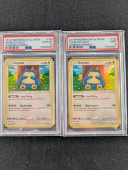 2019 Pokemon Snorlax Holo Sun & Moon Unbroken Bonds 158/214 PSA 10 PSA 9 Seq# - Image 1