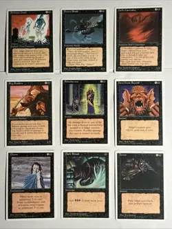 Magic The Gathering 4th Edition 1995 9 Black Card Lot - Image 1