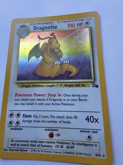 Pokemon TCG Dragonite Fossil Holo Unlimited Rare Card 4/62 Vintage WOTC NM - Image 2
