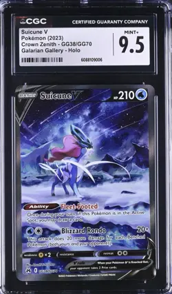 M/A ERROR CGC 9.5 Suicune V GG38/GG70 Pokemon Crown Zenith Galarian Gallery Holo - Image 1