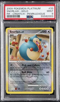 2009 POKEMON PLATINUM RISING RIVALS #33 SNORLAX-HOLO PSA 9 - Image 1