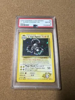 2000 Pokemon Gym Heroes Lt. Surge’s Magneton Holo PSA 8 - Image 1