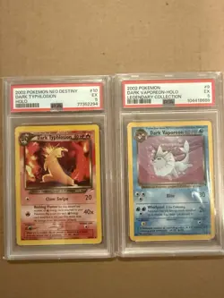 2002 Pokemon Dark Typhlosion & Dark Vaporeon Holo PSA 5 Lot NeoDestiny+Legendary - Image 1