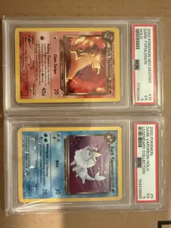 2002 Pokemon Dark Typhlosion & Dark Vaporeon Holo PSA 5 Lot NeoDestiny+Legendary - Image 2