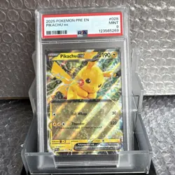 2025 Pokemon Prismatic Evolutions Pikachu Ex PSA 9 - Image 1
