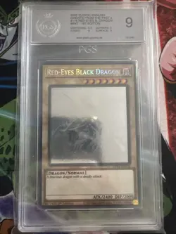 Yu-Gi-Oh Red-Eyes Black Dragon Ghost Rare Graded PGS 9 Mint English 1st Edition - Image 1