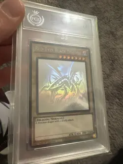 Yu-Gi-Oh Red-Eyes Black Dragon Ghost Rare Graded PGS 9 Mint English 1st Edition - Image 2