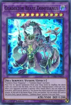CHIM-EN033 Gladiator Beast Domitianus Super Rare 1st Edition NM YuGiOh TCG - Image 1