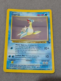 Pokemon TCG Lapras Fossil Holo Unlimited Rare Card 10/62 LP - Image 1