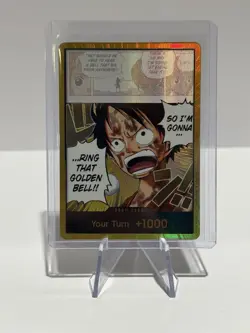 One Piece TCG GOLD Don!! Ring That Golden Bell Gold Foil Monkey D. Luffy OP15 - Image 2