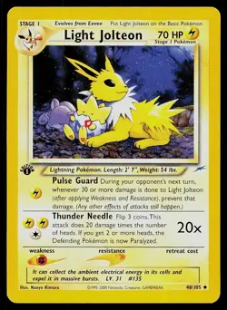 Pokemon Card Neo Destiny Light Jolteon 48/105 1st Edition Uncommon - Image 1