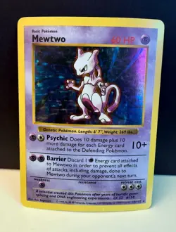 Pokemon Card: Shadowless Mewtwo Base Holo (MP) - Image 3
