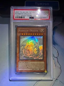 PSA 9 Mint 2007 Rainbow Dragon TAEV-EN006 1st ED Ghost Rare YuGiOh English Holo - Image 1