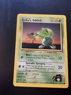 Erika’s Oddish 78/132 Gym Heroes Unlimited 2000 Pokemon Card Common LP - Image 1