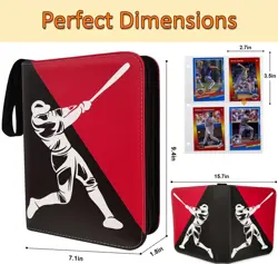 Baseball Card Binder 440 Pockets, 55 Sleeves Small Baseball Binder 3 Ring Zip... - Image 2