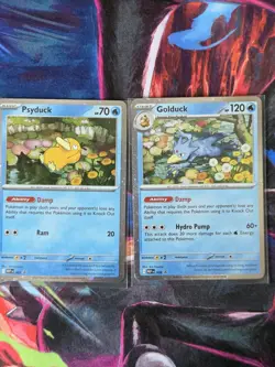 Psyduck and Golduck Cosmos Holo Mega Evolution Promo Set NM Pokemon Cards - Image 1