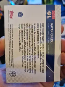 Rayan Cherki Topps Now UEFA Champions League 2020 Lyon True Rookie Card RC - Image 2