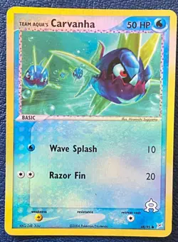 Team Aqua's Carvanha 48/95 Reverse Holo EX Team Magma vs. Team Aqua 2004 - LP - Image 1