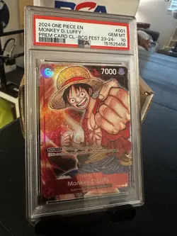 One Piece TCG: PSA 10 Monkey D Luffy P-001 Prem. Card Collection BCG Fest 23-24 - Image 1