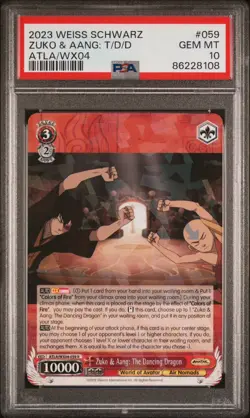 2023 Weiss Schwarz Avatar: The Last Airbender Zuko & Aang: T/D/D R #59 PSA 10 - Image 1
