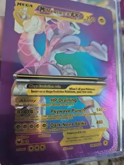 M Mewtwo X EX Rainbow Foil Fan Art Vinyl Premium Collector Card - Image 4