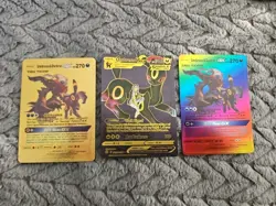 Umbreon & Darkrai & Umbreon LOT of 3 Foil Fan Art Vinyl Texture Collector Cards - Image 1