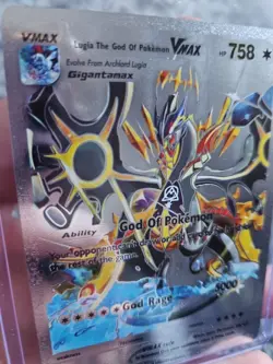 Lugia The God Of Pokemon Vmax Silver Foil Fan Art Vinyl Collector Card - Image 3