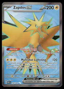Pokemon Cards Zapdos ex 192/165 151 Ultra Rare NM - Image 1