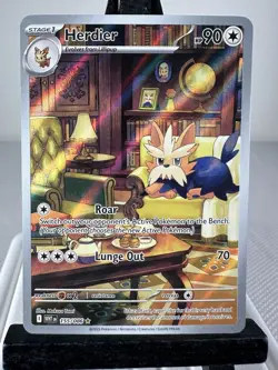 Pokemon TCG Herdier 155/086 SV: White Flare IR Illustration Rare Holo Card - Image 1