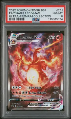 Pokemon TCG Charizard VMAX SWSH261 UPC Black Star Holo Promo Card PSA 8 - Image 1