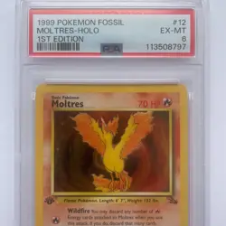 Vintage 1999 Moltres #12 PSA 6 – 1st Edition Fossil WotC Holo Rare Pokemon Card - Image 3