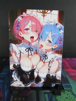 Rem & Ram Re: Zero Starting Life Custom Art Card NM Anime Sexy Waifu Collectible - Image 1