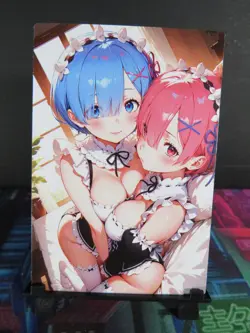 Rem & Ram Re: Zero Starting Life Custom Art Card NM Anime Sexy Waifu Collectible - Image 1