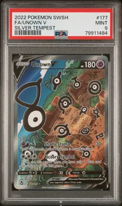 PSA 9 MINT Unown V 177/195 Silver Tempest Alt Art RARE Pokemon Card - Image 1