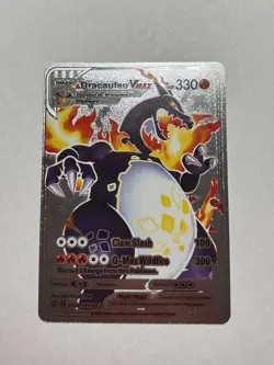 Pokemon Dracaufeu VMAX Silver Foil Pokemon Card In German/English Fan Art NM - Image 1