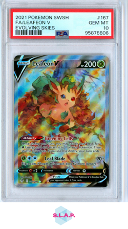 FA/LEAFEON V EVOLVING SKIES POKEMON SWSH EVOLVING SKIES 2021 167 PSA 10 - Image 1