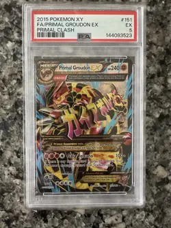 Pokemon Primal Groudon EX Full Art Holo Ultra Rare 151/160 XY Primal Clash PSA 5 - Image 1