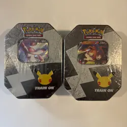 Pokemon 25th Anniversary Celebrations Tin Set: Lance's Charizard & Dark Sylveon - Image 1