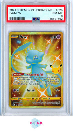 FA/MEW POKEMON CELEBRATIONS 2021 025 PSA 8 - Image 1