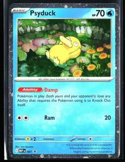 2019 Mega Evolution Black Star Promos Psyduck #7 Cosmos Holo Pokemon Card - Image 1