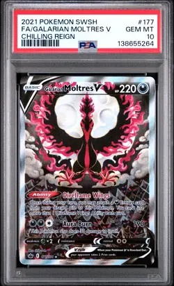 Pokemon Galarian Moltres V 177/198 Alt Art Chilling Reign PSA 10 GEM MINT - Image 1