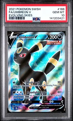 2021 POKEMON SWORD & SHIELD EVOLVING SKIES #188 FULL ART/UMBREON V PSA 10 - Image 1