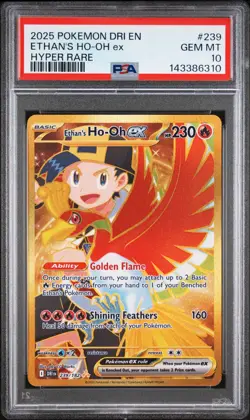 2025 POKEMON DRI EN-DESTINED RIVALS HYPER RARE #239 ETHAN'S HO-OH EX PSA 10 - Image 1